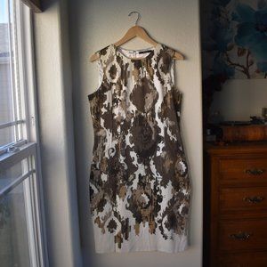 Tahari Brown, Tan and White Work Dress